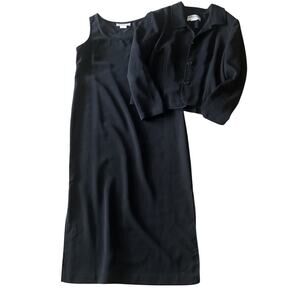 Jessica Howard Blazer & Dress Set Womens Black 90s Maxi Career Vintage Size Larg